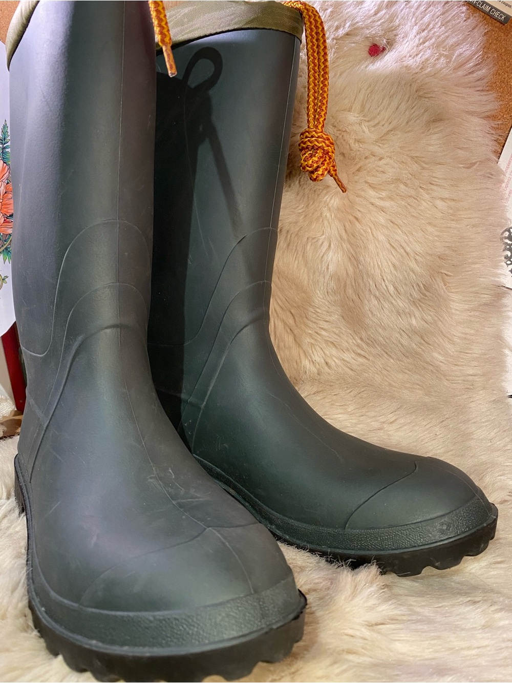 Classic Men's Midnight Blue Rain Boots with Orange Drawcord